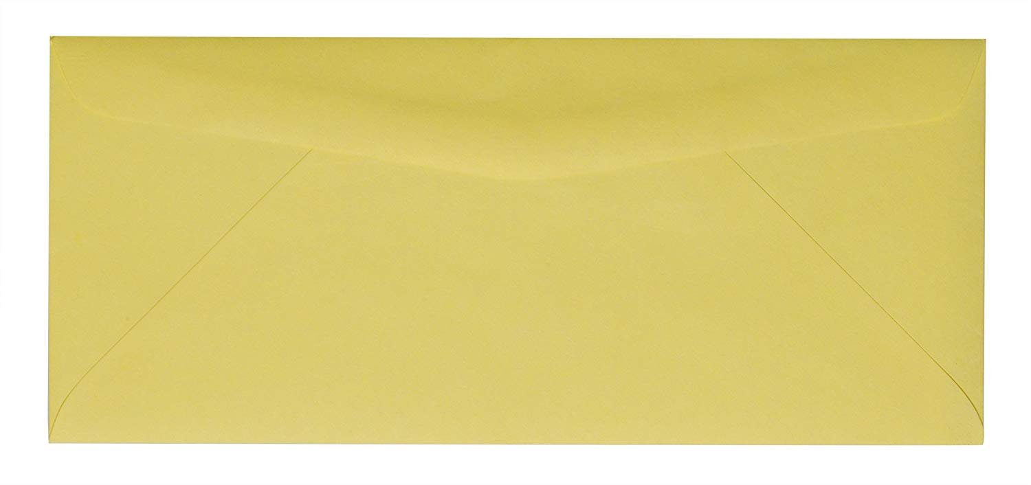 50 Business Envelopes, Standard Flap Yellow, 9.5" x 4.125"