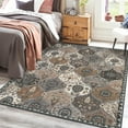 thumbnail image 2 of Moynesa 5'x7' Area Rug for Living Room Non-Slip Moroccan Indoor Washable Rug Ultra-Thin Foldable Soft Carpet Floral Accent Throw Rug for Kitchen Entryway Bathroom Bedroom Office Carpet,Grey, 2 of 7