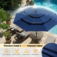 thumbnail image 6 of Patbrela 9ft 3-Tier Solar Patio Umbrella with LED Lights, Tilt Adjustment Outdoor Umbrella, Market Sun Shade for Beach, Backyard, Deck, Poolside, Navy, 6 of 11