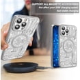 thumbnail image 4 of for iPhone 13 Pro Max Phone Case Glitter, Compatible with Magsafe Magnetic Cases, Transparent Luxurly Plated Sparkly Design, Soft Shockproof Camera Lens Protective Back Cover, Silver, 4 of 12