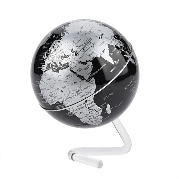 Desktop Rotating World Globe Earth Globe with Stand for Kids & Adults (Silver)