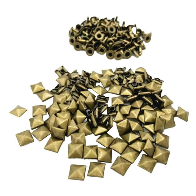 ziyahi 100pcs Metal Square Pyramid Rivet Studs Bags For 7mm Decor Clothes Shoes Bronze 7mm
