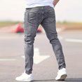 thumbnail image 6 of Yifymode Men's Slim Fit Skinny Jeans Distressed Moto Biker Denim Pants Hip Hop Stretch Straight Leg Flex Waist,Gray 2XL, 6 of 6