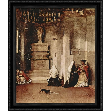 Altar of St. Lucia, footplate St. Lucia in prayer and the valediction of St. Lucia 28x34 Large Black Ornate Wood Framed Canvas Art by Lorenzo (Best Of St Lucia)