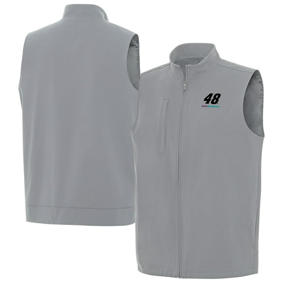 Men's-Antigua  Gray Alex Bowman Regard Full-Zip Vest