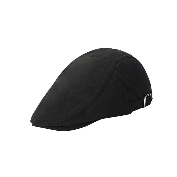 Gorro de taxista, boina ajustable de 55 cm a 59 cm, gorra clásica de hiedra, gorro de repartidor de periódicos para hombre, plano. Negro
