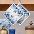 thumbnail image 2 of Navy Blue Flowers Pot Holders for Kitchen Heatproof Potholder, 3 Pack Summer Pastoral Botanical Hot Pads Multipurpose Oven Pads Cloth Potholders Trivet for Cooking Baking, 2 of 8