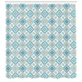 thumbnail image 3 of Ambesonne Quatrefoil Shower Curtain, Tangled Modern Tile, 69"Wx75"L, Blue Tan White, 3 of 3
