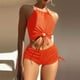 thumbnail image 1 of Traje de baño para mujer, conjunto de bikini sin espalda con cuerpo dividido de color sólido para mujer, trajes de baño para mujer, 1 of 5