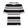 thumbnail image 4 of T-shirt Imprimé Mode Décontractée pour Femmes, Manches Courtes, Col Rond, Motif Rayé, Haut d'Été Confortable et Élégant, Blouse Polyvalente pour Usage Quotidien, Chemise Décontractée et Tendance pour Femmes, 4 of 4