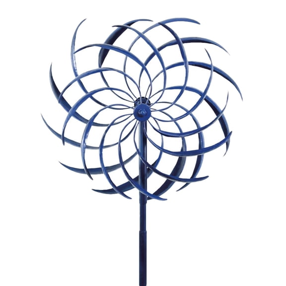 Metal Double Pinwheel Kinetic Wind Spinner Unique Rustic Lawn Art Yard Sculpture