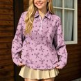 thumbnail image 6 of Falkdiz Long Sleeve Shirts for Girls Back to School Sweet Pullover Winter 1/4 Zipper Casual Graphic Stylish Girls Tops , Wine , Size: 3-4 Years, 6 of 9