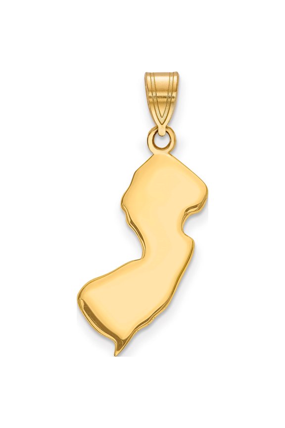14K Yellow Gold 14Ky New Jersey State Pendant (20.9 X 9.1) Made In United States xna707y-nj