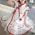 thumbnail image 4 of LAICAIW Robe en Maille Rétro d'Été Améliorée à Imprimé Floral Cheongsam Mode Filles Princesse Chaussures Enfants (Marine, 5-6 Ans), 4 of 7