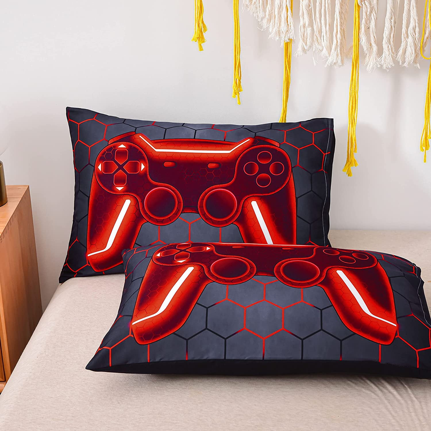 NTBED Game Console Comforter Set Kids 3D Gaming Geometric Lightweight Bedding Sets Red Twin
