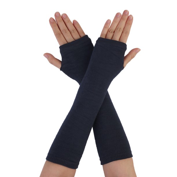 Guantes largos sin dedos Allegra K Azul marino One Size