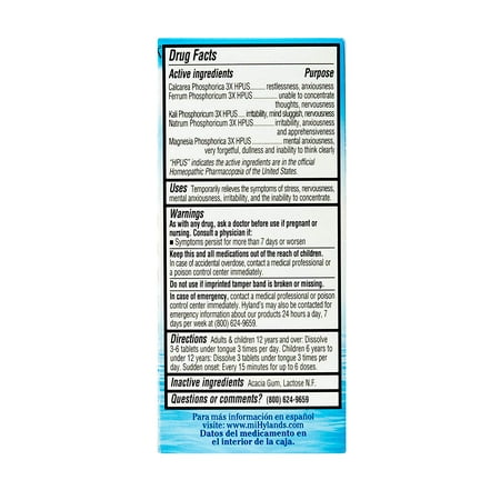 Stress and Anxiety Relief Supplement, Quick Dissolving Tablets, Nerve Tonic by Hyland's, Natural Relief of Restlessness, Nervousness and Irritability Symptoms, Non-Habit Forming, 500