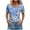 Sky Blue, variant on Womens Summer Tops Short Sleeved Dressy T-Shirts Button Decoration V Neck Shirts Fashion Floral Printing Blouses Casual Loose Pullover Tops