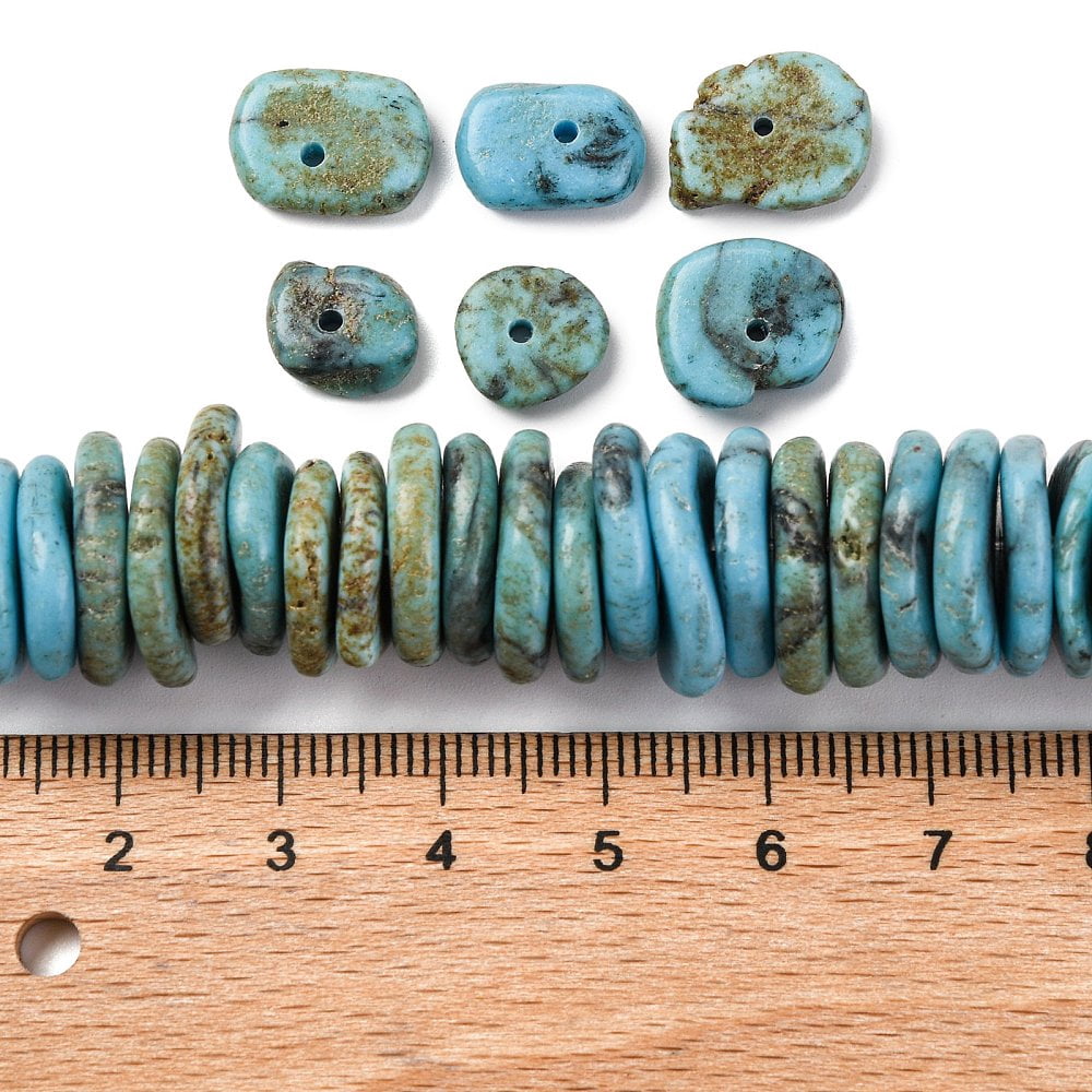 2strands Graduated Turquoise Beads Strands Dyed Nuggets Light Sky Blue 7~20x7~15x3~5mm Hole: 1.2mm about 118~119pcs/strand 15.75~15.87''(40~40.3cm)
