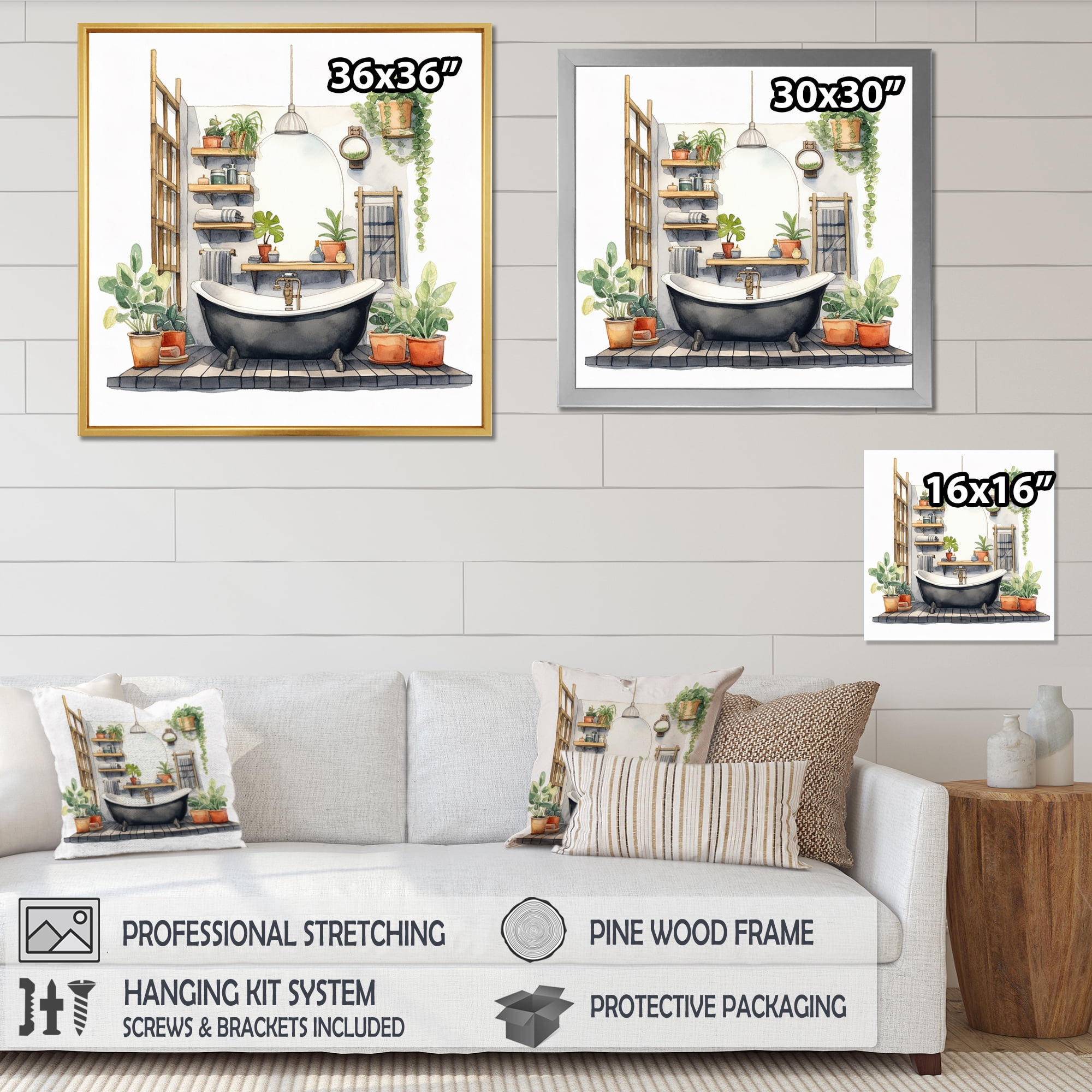 Designart Bathroom framed wall Art, Decor with a Natural Bathroom