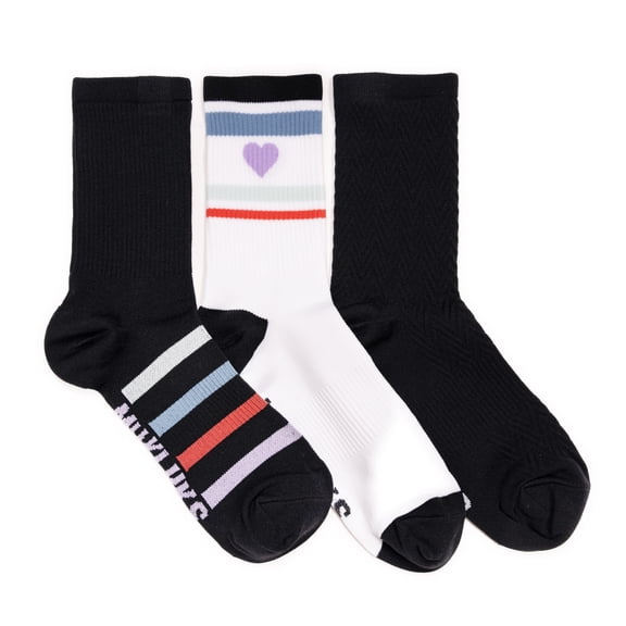 MUK LUKS Women's 3 Pair Pack Compression Crew Nylon Socks