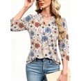 thumbnail image 4 of VDJ Womens Fall Tops 3/4 Sleeve Button Up V Neck Boho Summer T shirts Comfort Lightweight Henley Shirts Fashion Clothing Size S, 4 of 6