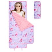 Toddler Nap Mat with Pillow and Blanket,Extra Large Rolled Napping Mats,Slumber Bags for Boys Girls,Kids Sleeping Bag for Daycare,Preschool Travel Camping