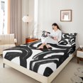 thumbnail image 3 of Castle Fairy Abstract Ink Swirl King Sheets 4pcs,Watercolor Textured Loop Bedding,Black White,1 Flat Sheet, 1 Fitted Sheet and 2 Pillowcases, 3 of 7