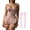 Pink, variant on Women's Lace Lingerie Set Teddy Babydoll Bodysuit Mesh Corset Nightwear Underwear with Stockings Garter Belt Thong 3 Piece L Pink