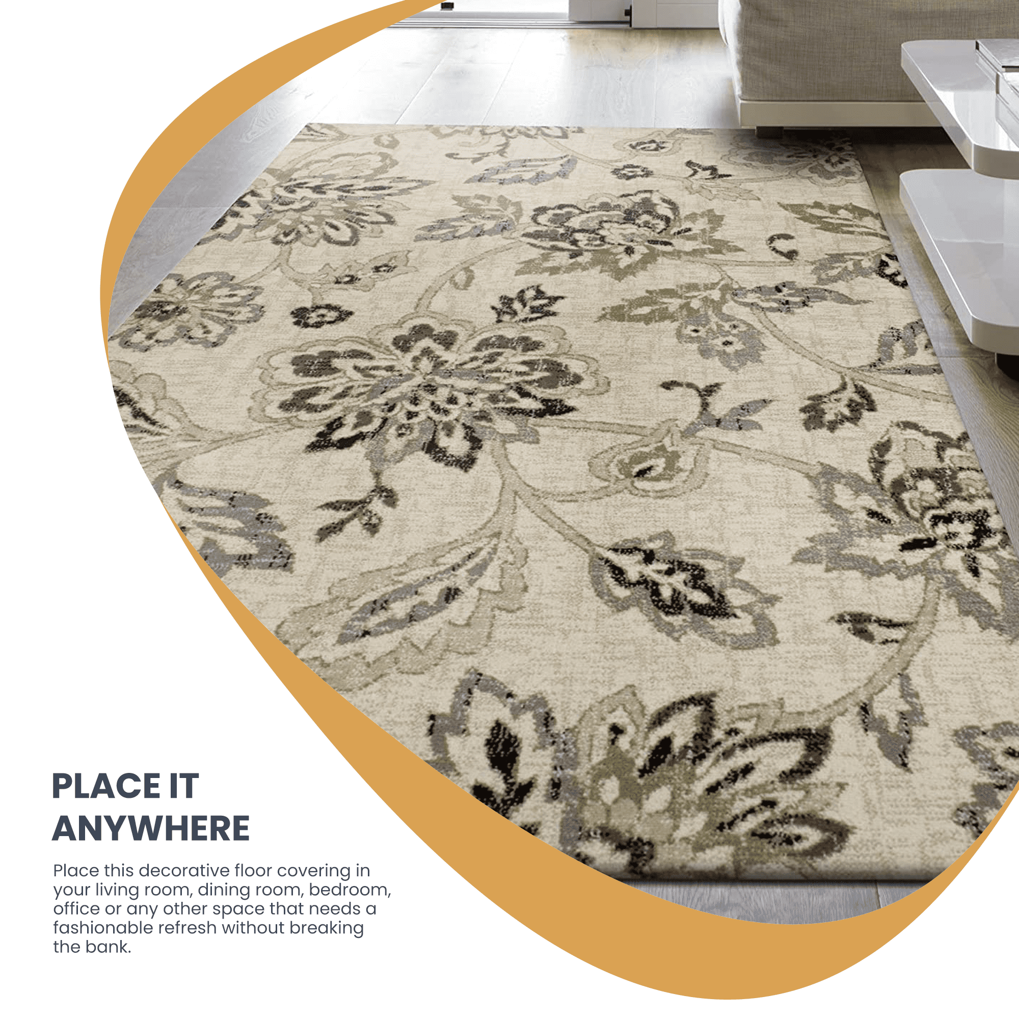 Floral Botanical Jacobean Area Rug, 7' x 9', Multi-Colored