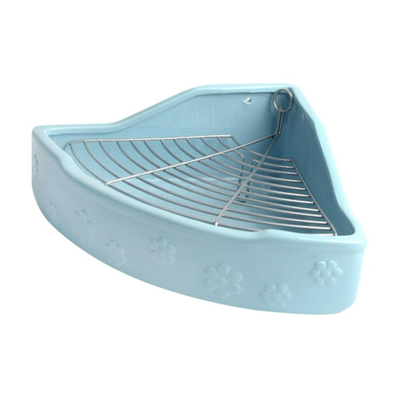 Caja de arena de conejo Caja de baño de cabecera para ir al baño Partido de cerámica de cerámica de para el hurón, , chinchilla Azul