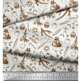 thumbnail image 2 of Soimoi Brown Cotton Jersey Fabric Candies,Bell & Baubles Christmas Print Fabric by the Yard 58 Inch Wide, 2 of 3