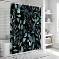 thumbnail image 5 of Teal Black Botanical Shower Curtain Set - 48" x 72" Washable Bathtub Curtain with 12 Hooks, Spring Eucalyptus Leaves Greenery Waterproof Fabric Stall Shower Curtains for Bathroom/Bathtub Décor, 5 of 6