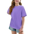 thumbnail image 4 of Gamivast Girls Oversized Tshirts Crew Neck Cotton Tunic Tops Short Sleeve Basic Tops Loose Fit Vacation Casual Plus Size Tops Purple 6-8 Camiseta De Para Niños, 4 of 7