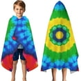 thumbnail image 3 of Colorful Tie Dye Circle Pattern Hooded Bath Towel，50"x30" for Ages 3 To 12 Kids, Quick Dry Lightweight Soft Microfiber Hood Beach Towel Cover Up for Kids, 3 of 7