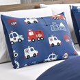 thumbnail image 5 of ESCA Fire Truck Navy Blue Reversible Comforter Set with Pillow Shams, Toy Throw Pillow Cushion - Full/Queen Sizes - All Season, 5 of 5