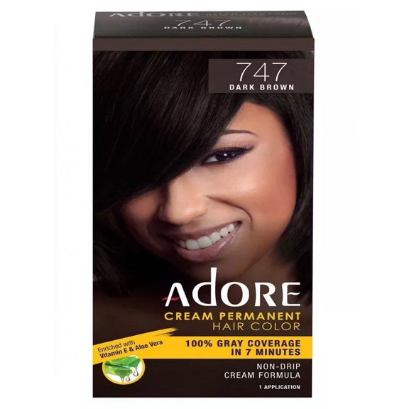 Adore Permanent Hair Color [#Cream Kit [#747 Dark Brown]