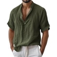 thumbnail image 2 of Horkkom Short Sleeve Shirts for Men Breathable Solid Color Linen Shirts Summer Loose Casual Shirts XL, 2 of 6