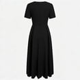 thumbnail image 6 of Women's Square Neck Short Sleeve Midi Dress, Scalloped Trim High Waist Flared A-Line Solid Retro Swing Dress Black XL(XL), 6 of 7