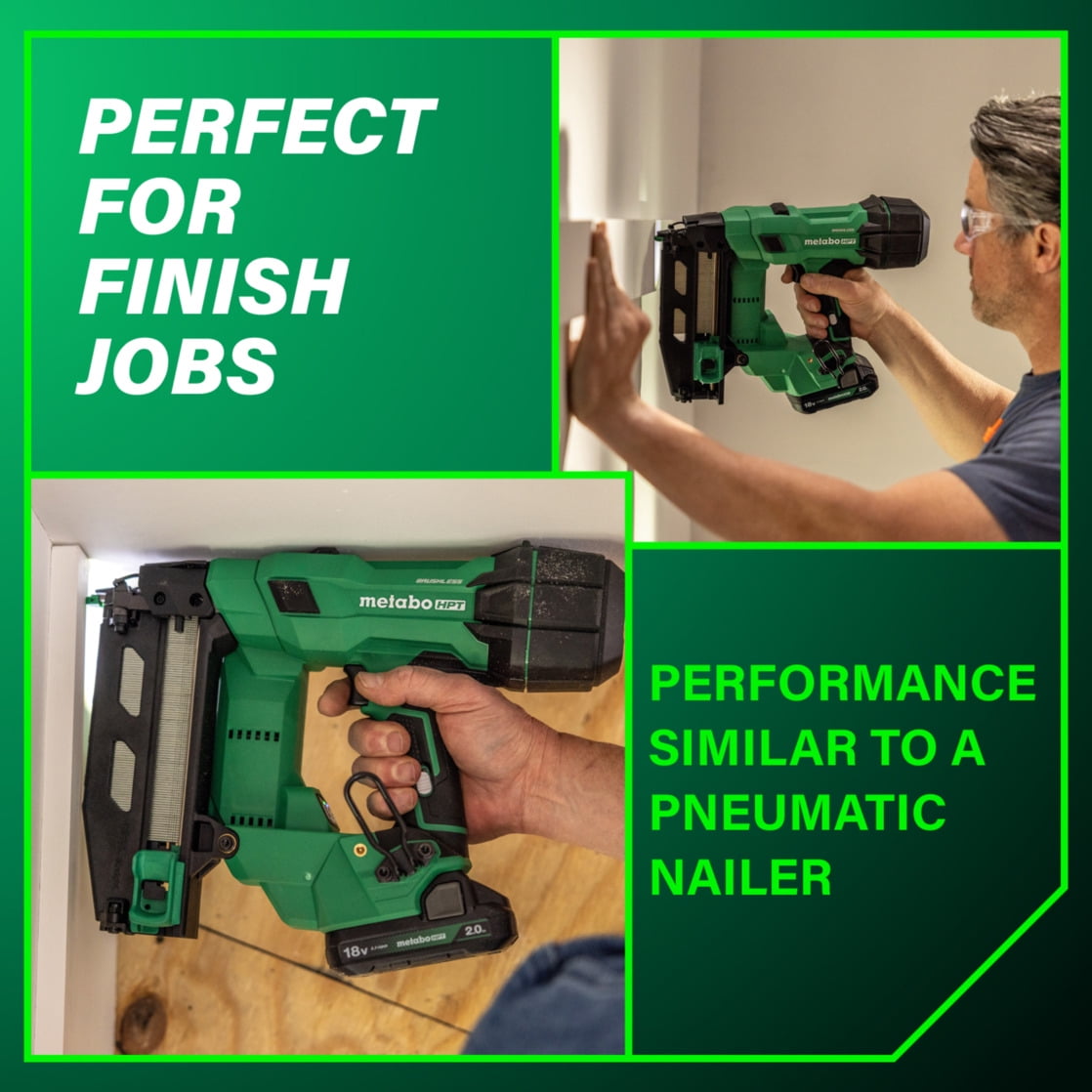Metabo HPT 18V Cordless 16-Ga Finish Nailer Kit, NT1865DSA