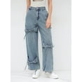 thumbnail image 3 of Baggy Jeans for Women Low Waisted Wide Straight Leg Bow Jeans Denim Pants, 3 of 6