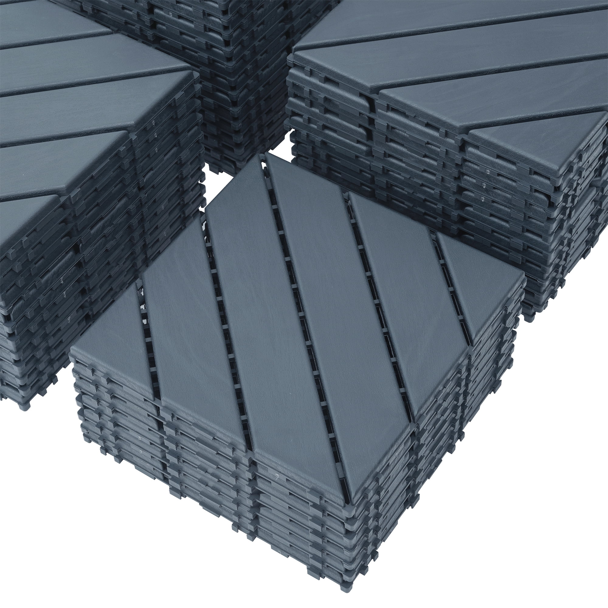 Miniyam 44 Pcs Interlocking Deck Tiles, 12" x 12", Polypropylene, for Outdoor Balcony Garden Gray