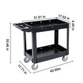 thumbnail image 6 of VEVOR Plastic Service Utility Cart, Support up to 550lbs Capacity, Heavy Duty Tub Storage Cart W/Deep Shelves, Multipurpose Rolling 2-Tier Mobile Storage Organizer, for Warehouse Garage, 6 of 9