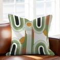 thumbnail image 2 of Mid-Century Modern Throw Pillow Cover Art Geometric Abstract Green Cotton Linen Cushion Cover Throw Pillow Case with Invisible Zipper for Couch Sofa Bed Chair Car 18x18 Inch, 2 of 14
