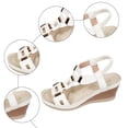 thumbnail image 5 of Rokment Women's Wedge Dressy Sandals Stylish Casual Leather Metal Buckles Platform Chunky High Heels Elastic Ankle Strap Slingback Dress Summer Shoes White Size 9, 5 of 7