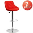 thumbnail image 3 of Flash Furniture Caldwell 2 Pk. Contemporary Red Vinyl Bucket Seat Adjustable Height Barstool with Diamond Pattern Back and Chrome Base, 3 of 14