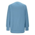thumbnail image 5 of FRSASU Women Casual Long Sleeve V Neck Sweatshirts Solid Color Cute Loose Fit Lightweight Pullover Tops Blue, 5 of 9