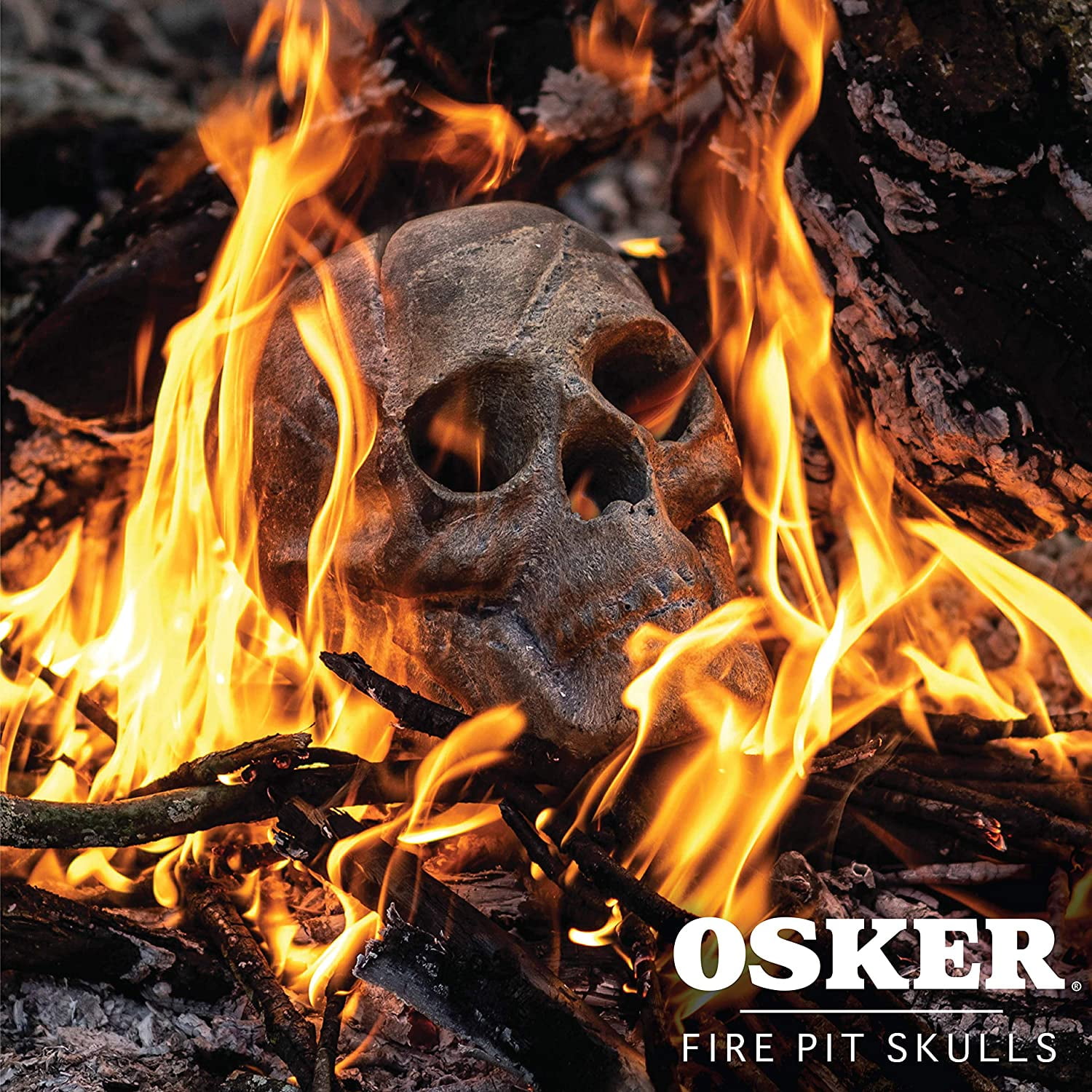 OSKER Ceramic Fireproof Fire Pit Skull Log for Bonfire, Campfire, Fireplace,  Firepit | Gray | 1 CT - Walmart.com