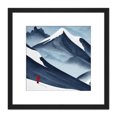 thumbnail image 1 of Red Coat Skier Skiing On Snowy Mountain Slope Watercolour Illustration Square Wooden Framed Wall Art Print Picture 8X8 Inch, 1 of 4