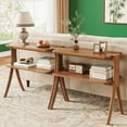 thumbnail image 6 of 2-Tier Narrow Side Table, Walnut Wood Grain, Herringbone Legs for Living Room/Bedroom/Entryway, 6 of 6